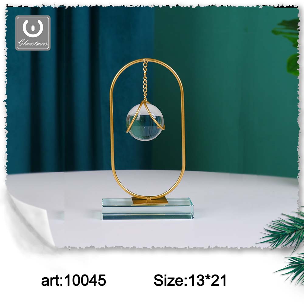 10045 Ornamento in ferro sfera di cristallo decorativa dimensioni 13x21cm - immagine 1