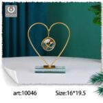 Ornamento in ferro sfera a forma di cuore decorativa colore oro dimensioni 16x19,5cm