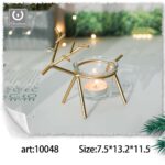 Addobbo decorativo porta candele Natalizio in ferro a forma cervo colore oro dimensioni 7,5x13,2x11,5cmcm