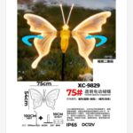 Figura luminosa Farfalla Trasparente LED Luce Calda IP65 per uso esterno dimensione 75x54cm