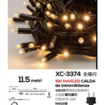 Catena 100 maxiled luce calda e intermittenza, cavo nero, collegabile