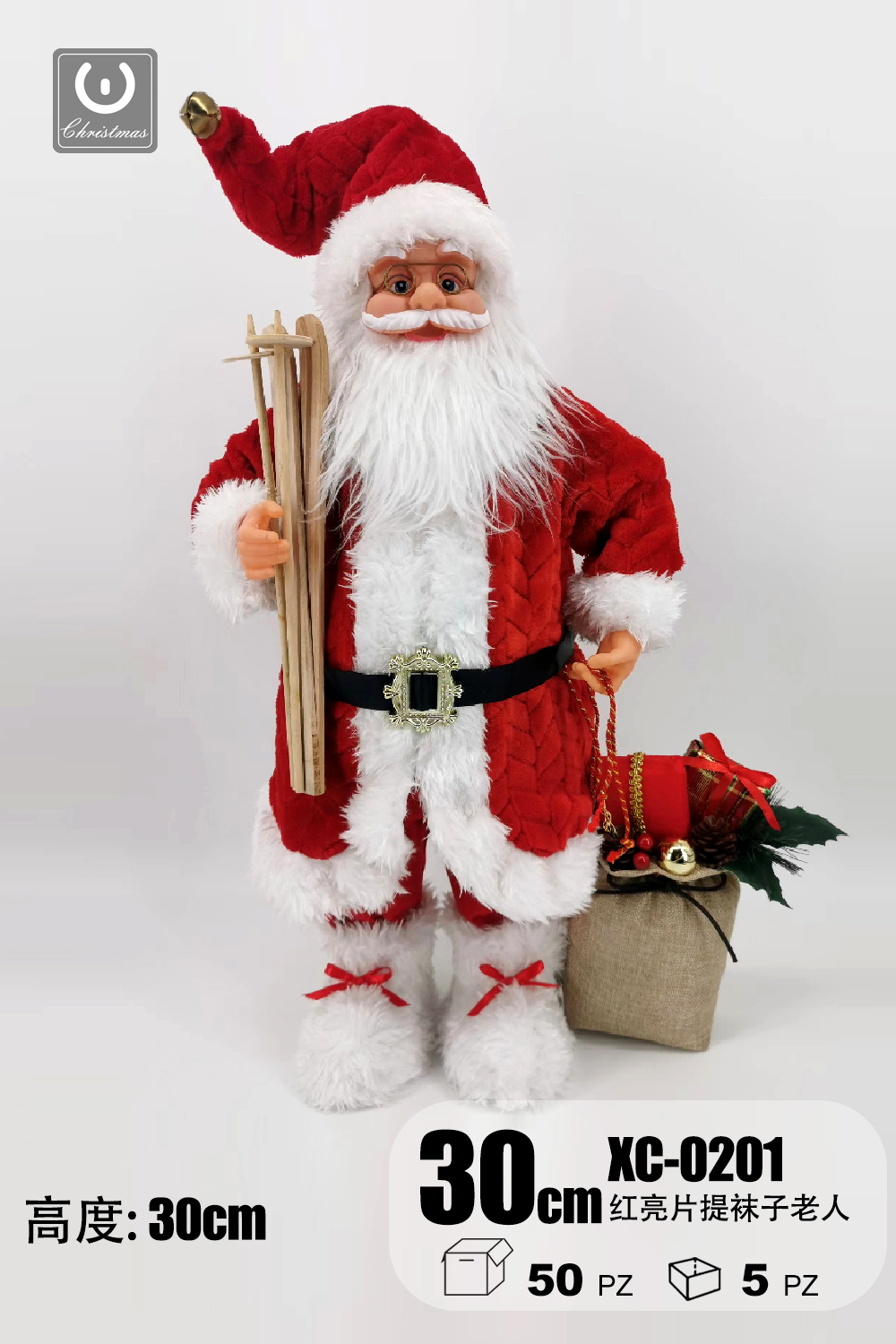 XC-0201 Giocattolo Natalizio Babbo Natale altezza 30cm - immagine 1