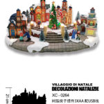 Villaggio Natalizio con luci LED 8 musiche Natalizie+Ingresso USB (21cmH) alimentazione a batterie