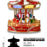 Giostra Natalizia cavallucci in resina con luci LED 8 musiche Natalizie (28,2cmH) alimentazione a batterie