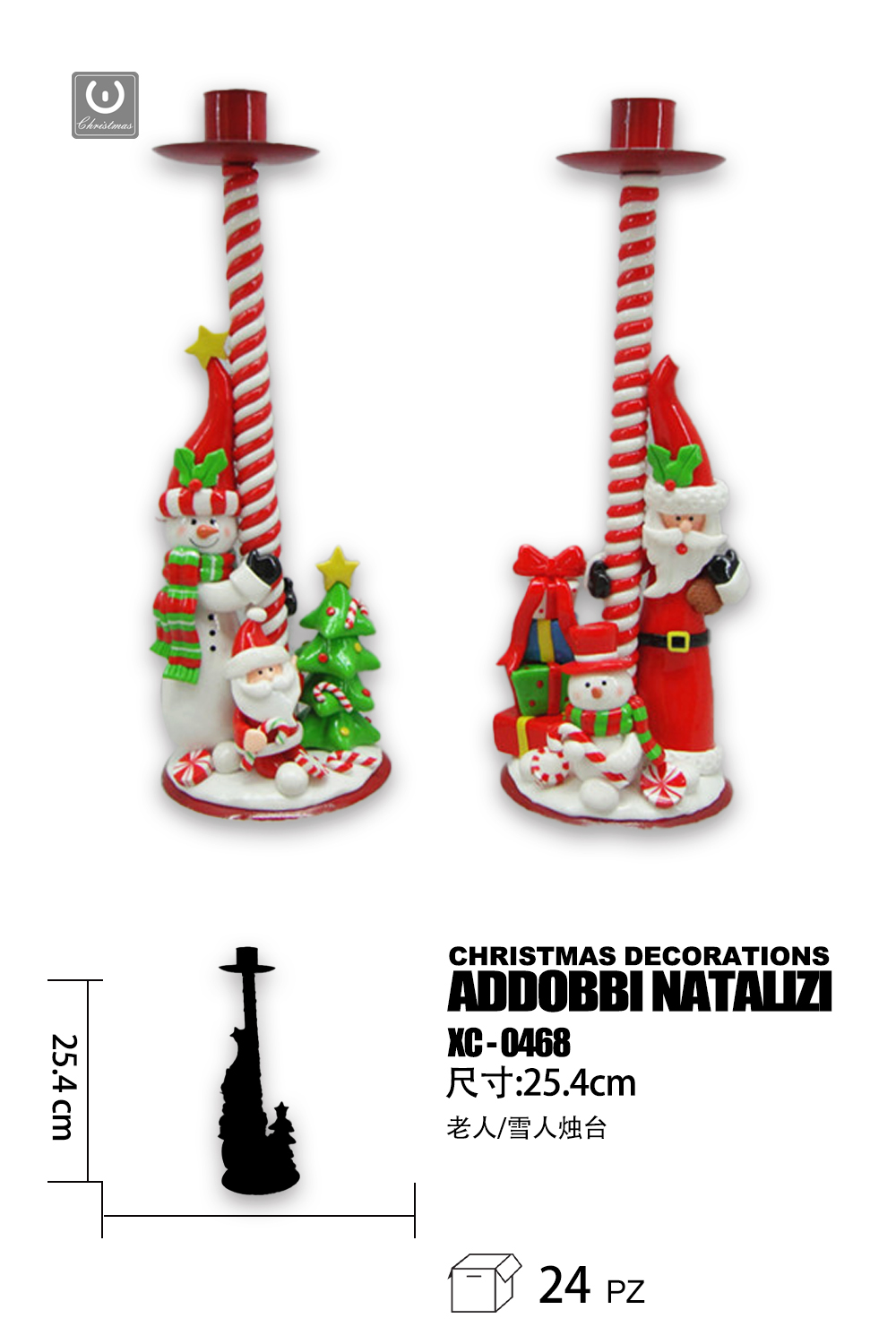 XC-0468 Addobbo decorativo porta candele Natalizio in argilla 2 modelli disponibili dimensioni altezza (25,4cmH) - immagine 1