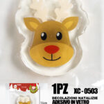 Adesivo Natalizio in gel a forma di renna natalizia dimensioni 8,5x6,5cm