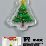 Adesivo Natalizio in gel a forma alberello addobbato dimensioni 8,5x6,5cm