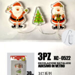 Set 3 pezzi adesivi in gel a forma Babbo Natale con luce calda dimensioni: 30x15cm