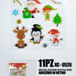 11 Adesivi in gel per decorazioni natalizie forme personaggi natalizi dimensione 20x24cm ideale da attaccare su finestre e vetrine