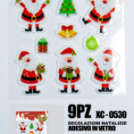 9 Adesivi in gel per decorazioni natalizie a forma Babbo Natale dimensione 20x24cm ideale da attaccare su finestre e vetrine
