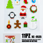 11 Adesivi in gel per decorazioni natalizie forme personaggi natalizi dimensione 20x24cm ideale da attaccare su finestre e vetrine