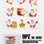 9 Adesivi in gel per decorazioni natalizie forme personaggi natalizi dimensione 20x24cm ideale da attaccare su finestre e vetrine