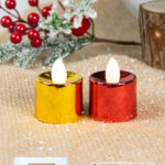 Set di candele Natalizie(oro e rosse) box da 24 pezzi luce calda a LED alimentazione a pile
