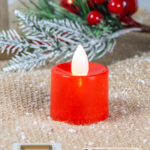 Set di candele Natalizie(rosse) box da 24 pezzi luce calda a LED alimentazione a pile