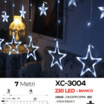 Tenda luminosa da 7 metri a forma di stelle natalizie con 230 LED luce fredda alimentazione a corrente per uso interno con 8 giochi luce