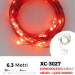 Catena luminosa 60 microLED REFLEX da 6,3 metri (48LED luce rossa + 12 luce rossa intermittente alimentazione a pile per uso interno