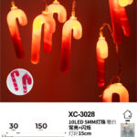 Pendente luminoso Natalizio 1,5 metri a forma bastoncini di zucchero 10 LED REFLEX luce calda alimentazione a batterie (non incluse) uso interno