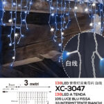 Tenda luminosa 3 metri con 138LED totali (105 luce blu fissa+33 luce intermittente bianca con flash) ip44 per uso interno esterno