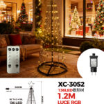 Albero di natale conico luminoso altezza 1,2 metri con 136 luci colorate LED RGB per uso interno 8 giochi luce