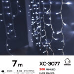 Tenda luminosa da 7 metri con 200 mini LED REFLEX luce fredda 8 giochi luce alimentazione a corrente per uso interno/esterno