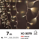 Tenda luminosa da 7 metri con 200 mini LED REFLEX luce calda 8 giochi luce alimentazione a corrente per uso interno/esterno
