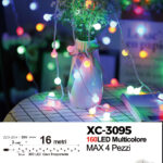 Catena luminosa da 16 metri a forma di perline con 160 LED REFLEX luce multicolor per uso interno/esterno 8 giochi luce