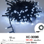 Catena luminosa 180 LED luce bianca da 12 metri con 8 giochi di luce ip44 per uso interno esterno