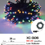 Catena luminosa 500 LED luce multicolor da 28 metri con 8 giochi di luce ip44 per uso interno esterno