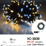 Catena luminosa 500 LED luce calda+bianca da 28 metri con 8 giochi di luce ip44 per uso interno esterno