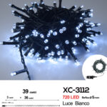 Catena luminosa 720 LED luce bianca da 39 metri con 8 giochi di luce ip44 per uso interno esterno