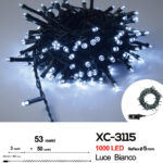Catena luminosa 1000 LED luce bianca da 53 metri con 8 giochi di luce ip44 per uso interno esterno