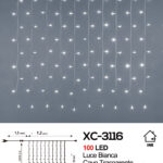 Tenda luminosa da 1,2 metri con 100 LED REFLEX luce fredda 8 giochi luce alimentazione a corrente per uso interno
