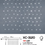 Tenda luminosa da 1,8 metri con 160 LED REFLEX luce fredda 8 giochi luce alimentazione a corrente per uso interno
