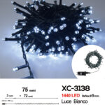 Catena luminosa 1440 LED luce bianca da 75 metri con 8 giochi di luce ip44 per uso interno esterno