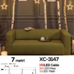 Tenda luminosa 7 metri a forma di stelle natalizie luce fissa+flash con 392 LED luce calda con alimentazione a corrente per uso interno/esterno e funzione timer on/off