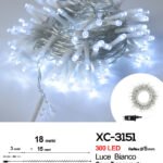 Catena luminosa professionale 300 LED luce bianca da 18 metri ip44 per uso interno esterno con 8 giochi luce