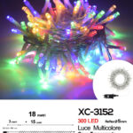 Catena luminosa professionale 300 LED luce multicolor da 18 metri ip44 per uso interno esterno con 8 giochi luce