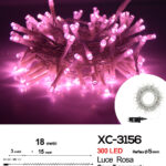 Catena luminosa professionale 300 LED luce rosa da 18 metri ip44 per uso interno esterno con 8 giochi luce
