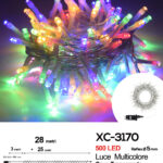 Catena luminosa professionale 500 LED luce multicolor da 28 metri ip44 per uso interno esterno con 8 giochi luce