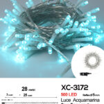 Catena luminosa professionale 500 LED luce acquamarina da 28 metri ip44 per uso interno esterno con 8 giochi luce