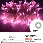 Catena luminosa professionale 500 LED luce rosa da 28 metri ip44 per uso interno esterno con 8 giochi luce