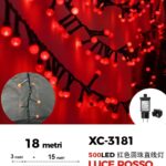 Catena luminosa da 18 metri a forma di perline con 500LED luce rossa per uso interno/esterno 8 giochi luce