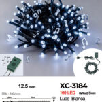 Catena luminosa da 12,5 metri con 160 LED luce fredda per uso interno 8 giochi luce e funzione ritmo di musica