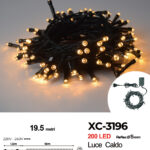 Catena luminosa da 19,5 metri con 200 LED luce calda per uso interno 8 giochi luce