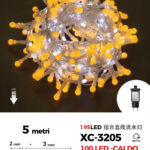Catena luminosa da 5 metri con 195 LED totali luce calda fissa+ bianca intermittente con flash per uso interno/esterno