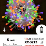Catena luminosa da 5 metri con 195 LED totali luce multicolor fissa+bianca intermittente con flash per uso interno/esterno