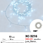 Catena luminosa professionale 1000 LED luce fredda da 53 metri ip44 per uso interno esterno con 8 giochi luce