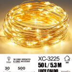 Catena luminosa 50 microLED REFLEX luce calda fissa e intermittente da 5,3 metri alimentazione a pile per uso interno con funzione timer on-off