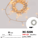 Catena luminosa professionale 1000 LED luce calda da 53 metri ip44 per uso interno esterno con 8 giochi luce