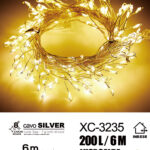 Catena luminosa da 200 microLED luce calda 6 metri alimentazione a pile ip44 per uso interno esterno con 8 giochi luce